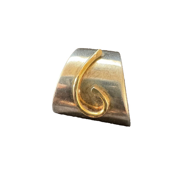 Sterling Silver TS-134 Taxco Pendant w Gold Swirl Modernist Artsy 925 Jewelry - Picture 1 of 7